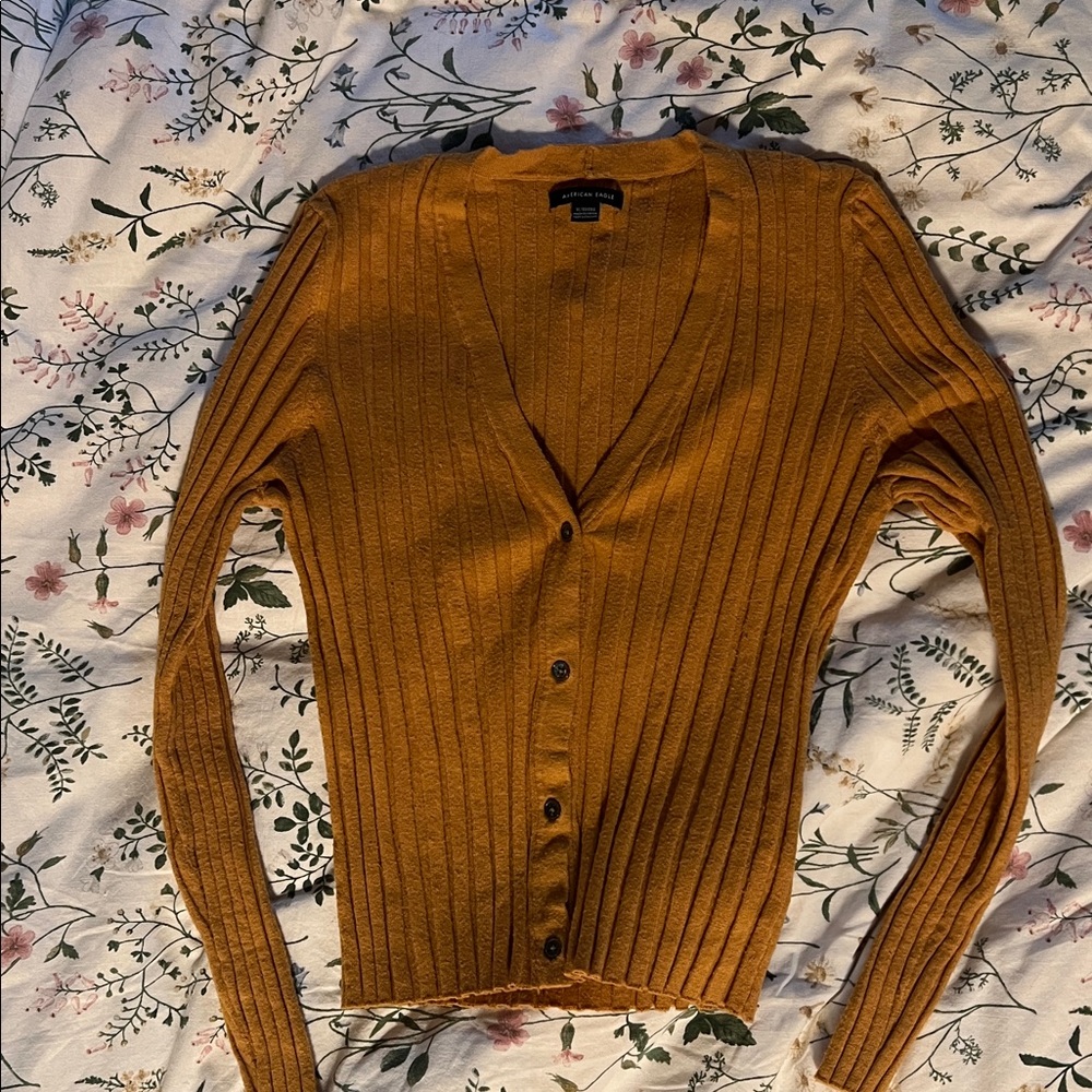 AE Mustard Ribbed Cardigan